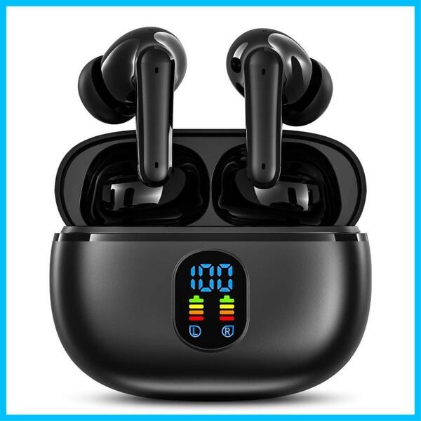 イヤホン ENCデュアルマイク ワイヤレス Bluetooth5.4 最大15時間再生 HIFI CVC8.0ノイズキャンセリング 自動ペアリング IPX7防水 AAC対応