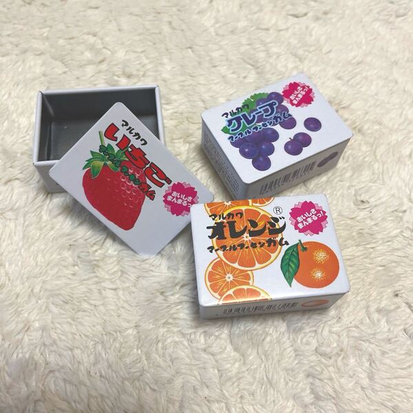 新品★マーブルフーセンガム★缶ケース★いちごグレープオレンジ3缶セット★マルカワお菓子駄菓子おもしろ文具小物入れ昭和レトロ