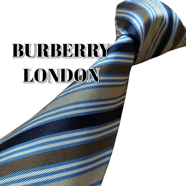 ★BURBERRY LONDON★ ネイビー系 ストライプ イタリア製