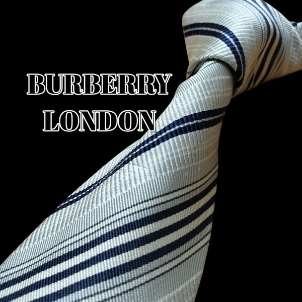 ★BURBERRY LONDON★ ライトブルー系 ストライプ イタリア製