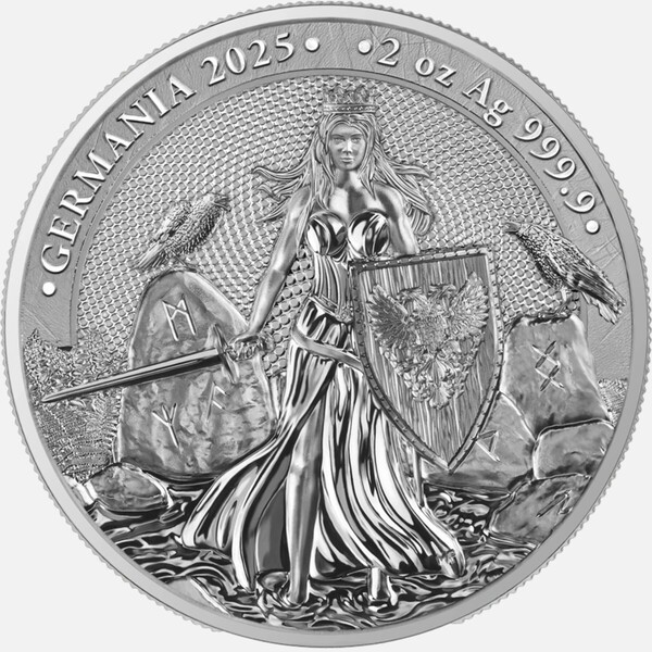2オンス 2025 ゲルマニア 銀貨 純銀 メダル BU 完全未使用品