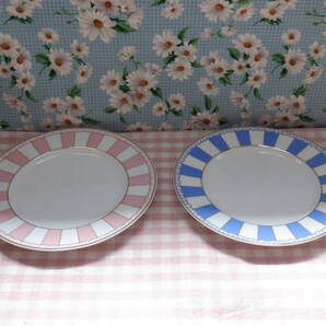 E3 ノリタケ『愛知トヨタ自動車★金彩 オリジナルペアプレート(ピンク&ブルー)~裏面にクラウンロゴ付き』~箱付き 長期保管品