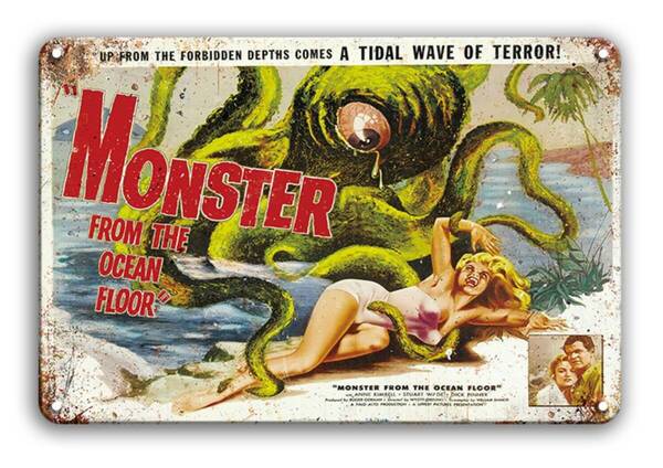 BIGサイズ!! 60cm×40cm ★★レトロ映画シリーズ Monster From Ocean Floor★★ 大型看板専門店★メタル看板