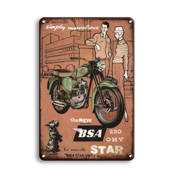 BIGサイズ 60cm×40cm ★BSA 250★★ バイク・車関連看板多数あり 大型看板専門店