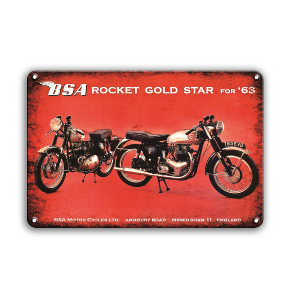 BIGサイズ 60cm×40cm ★★BSA 1963★★ バイク・車関連看板多数あり 大型看板専門店