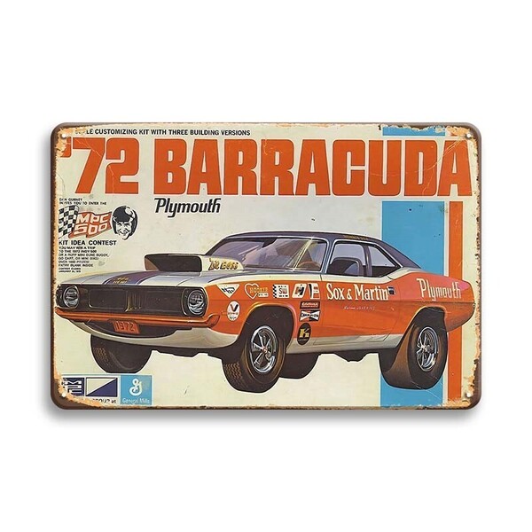 大型サイズ 60cm×40cm ★★1972 BARRACUDA★★ マニアックなバイク・車 関連看板多数あり★大型看板専門店★ガレージ