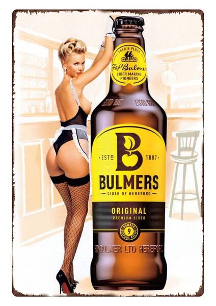 大型60cm × 40cm BULMERS / ヴィンテージ風加工 新品★ガレージ看板
