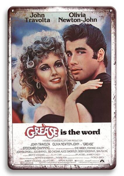 BIGサイズ!!! 60cm×40cm ★GREASE / ジョン・トラボルタ★ 大型看板専門店★メタル看板が大量★新品★