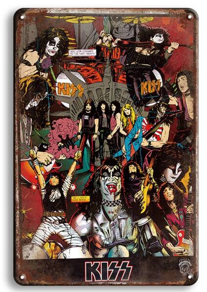 BIGサイズ60cm×40cm ★★ROCKシリーズ キッス★★ 大型看板専門店★メタル看板