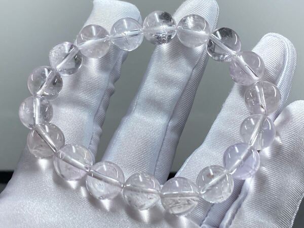 【希少】ネパール ガネッシュヒマール産 ほんのり アメジスト ブレスレット 約11.2mm-12mm 腕周り17cm 0428