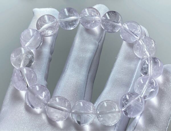 【希少】ネパール ガネッシュヒマール産 ほんのり アメジスト ブレスレット 約13.5mm-13.9mm 腕周り17cm 0428