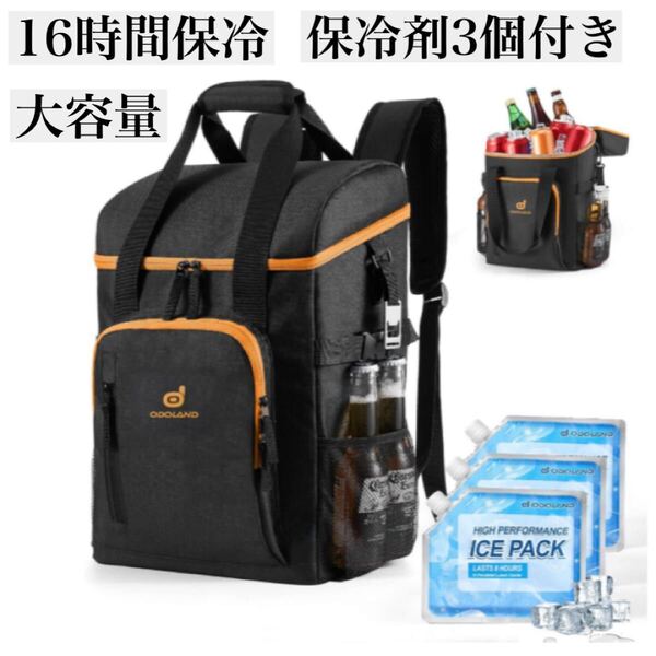 保冷バッグ 保冷リュック クーラーボックス クーラーバッグ 保冷剤付き 大容量 黒 ブラック