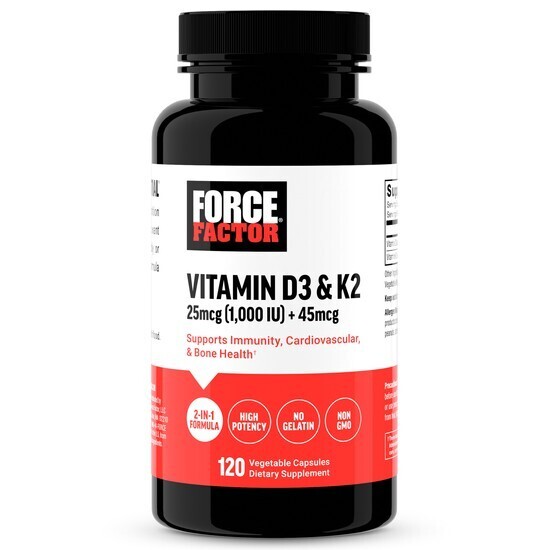 ★国内匿配★ビタミンD3 25mcg ビタミンK2 45mcg 120粒 期限長27/11 高品質 フォースファクター Force Factor 免疫 1000IU