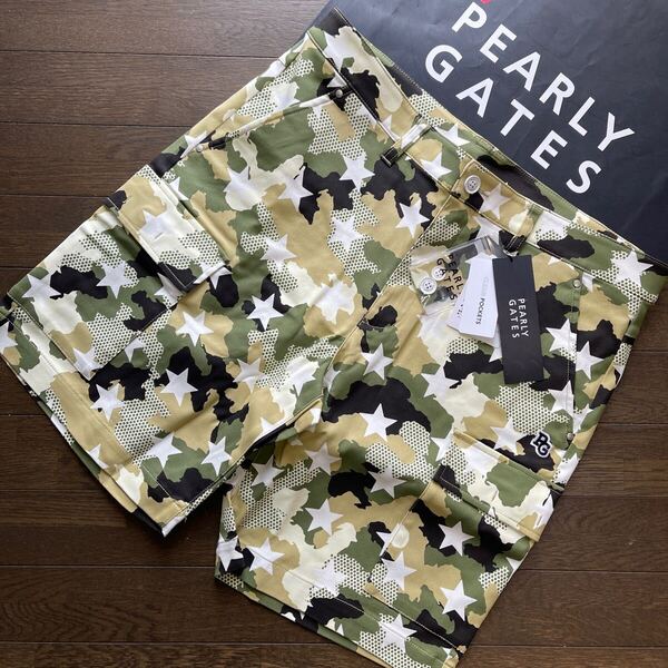 送料無料PEARLY GATESパーリーゲイツMENS PGカモ柄ハーフパンツ吸汗速乾肌サラDRYウエスト弾力性抗菌PocketミリタリーDesign(大特価6)新品