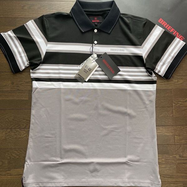 送料無料BRIEFING GOLFブリーフィングMENS MARINE STRIPEポロシャツBG星条旗モチーフ速乾拡散DRY肌サラSTRETCH希少Black(大特価XL)新品