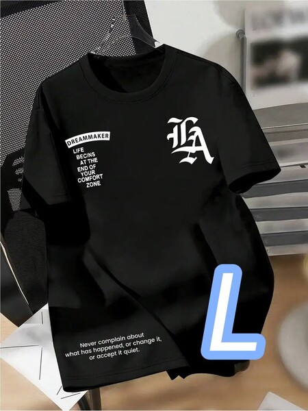 【プレミアムT】新品●黒★Lサイズ《LA》半袖Tシャツ■ストレッチ素材●ゆったりシルエット