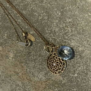 ageteアガット K10透かしチャーム アクアマリン ストーンチャーム&50cmチェーンSETセット 透かし パール ペンダント ネックレス