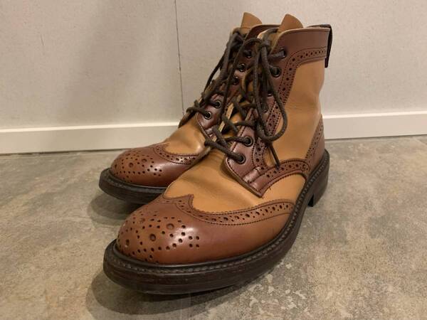 美品Tricker's トリッカーズ ブーツ L5676 カントリーブーツ ダブルソール グッドイヤーウェルト ウィングチップブーツUK6