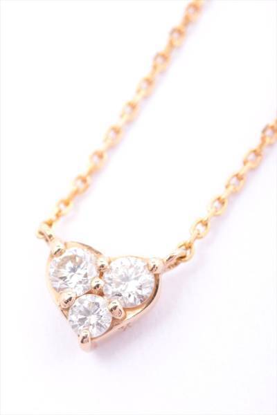 ヴァンドーム青山 VENDOME ネックレス K18 ダイヤモンド 3Pダイヤ ダイヤ0.22カラット ハート 美品 アクセサリー