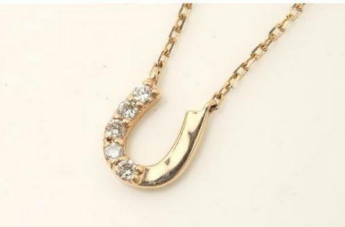 ageteアガット K10ダイヤ ホースシュー ネックレス 0.06ct