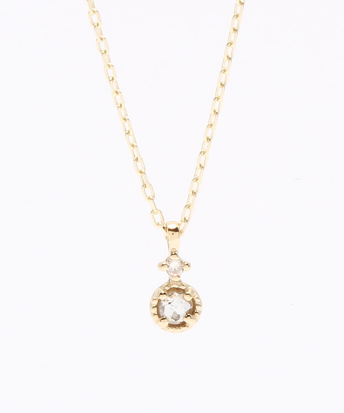 agete K10 ダイヤ 2粒ネックレス 0.02ct