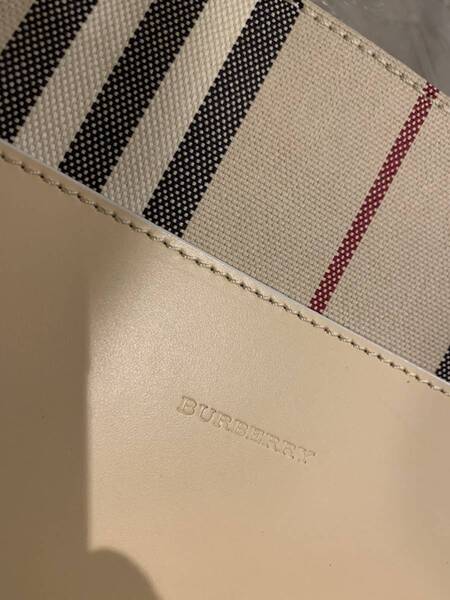 BURBERRY LONDON バーバリー ロンドン バーバリーストライプ トートバッグ キャンバス レザー ベージュ