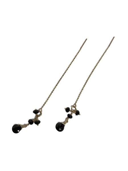agete アガット K10 オニキス チェーンピアス アメリカンピアス