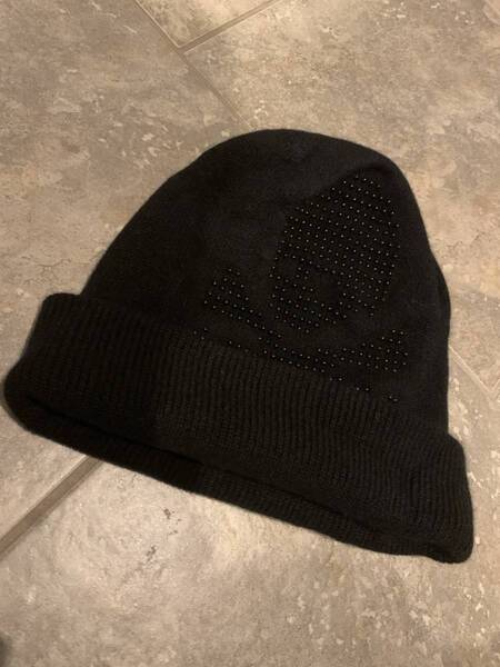 新品未使用タグ付き mastermind JAPAN カシミヤビーズ CAP 黒 マスターマインド ニットキャップ ニット帽 ビーニー