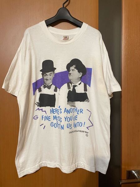 希少 90s『Laurel and Hardy』VINTAGEフォトT-SH FRUIT OF THE LOOM社製 ヴィンテージ 古着 90年代 シングルステッチ L