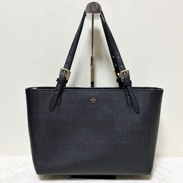 美品 TORY BURCH トリーバーチ Emerson エマーソン トートバッグ ハンドバッグ ビジネスバッグ ブラック 黒 サフィアーノレザー 本革