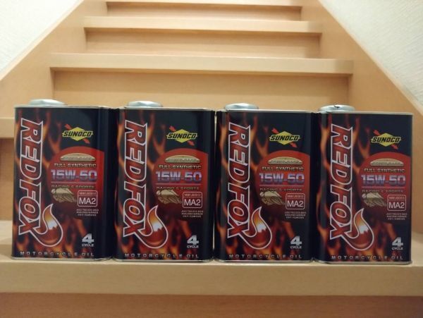 スノコ SUNOCO RED FOX レッドフォックス RACING&SPORTS レーシング&スポーツ MA2 15w50 1L 4缶 合成油
