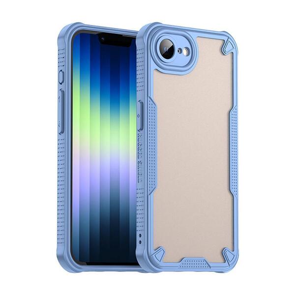 カラーバンパー iPhone16e ケース ブルー アイフォン16e アイフォンケース バンパー カバー シンプル カラフル 液晶保護フィルム付き