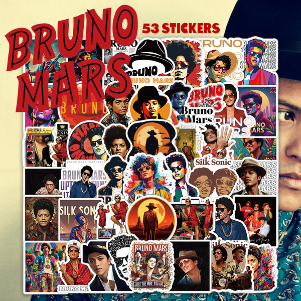 ブルーノ・マーズ Bruno Mars ステッカー 53枚セット PVC 防水 シール 歌手 シンガーソングライター ブルーノマーズ アーティスト