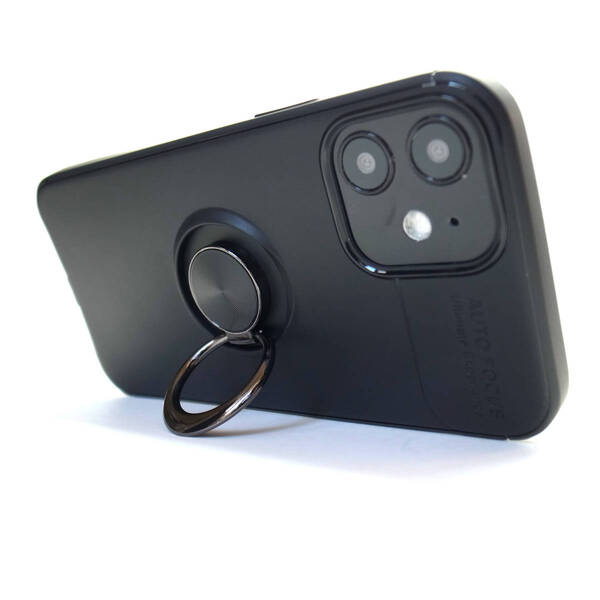 バンカーリング付き iPhone15ケース iPhone14 iPhone13 iPhone13Pro iPhone13mini iPhone12mini 6サイズ対応 ブラック