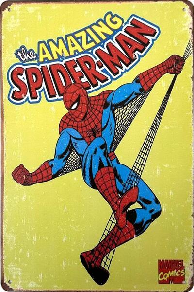 SPIDAR-MAN マーベルコミック クラシック ブリキ看板 20cm×30cm アメリカン雑貨 サインプレート バー スパイダーマン