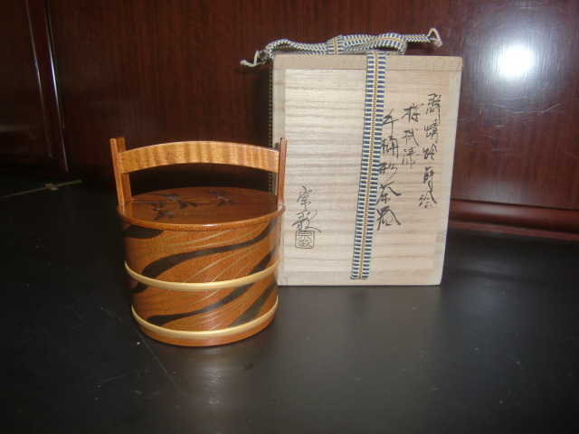 未使用品】薄茶器 石村英一作 青貝 六角 共箱付 茶道具