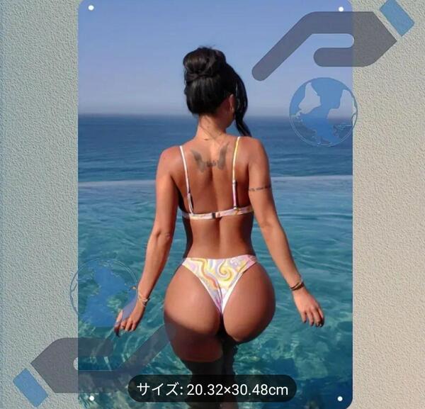 セクシーガール 美女 水着 ブリキ看板 防水 鉄ポスター