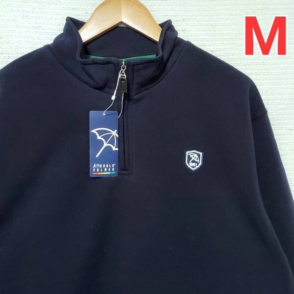 ArnoldPalmer アーノルドパーマー 裏起毛 ハーフジップ スウェット トレーナー 新品 メンズ 紳士 Mサイズ 紺 ネイビー 長袖 傘 マーク