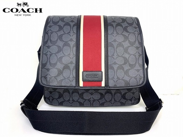美品★送料無料★ コーチ メンズ COACH ヘリテージ シグネチャー メッセンジャーバッグ ショルダーバッグ