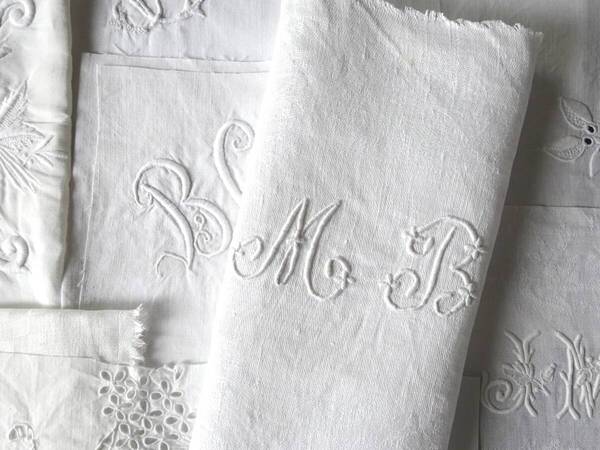 1900年代 フランス 刺繍 立体 モノグラム イニシャル 創作素材 衣装 テキスタイル アンティーク