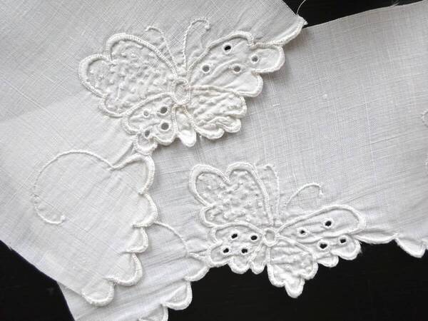 1900年代 フランス 蝶の刺繍 2点 立体 創作素材 衣装 テキスタイル アンティーク