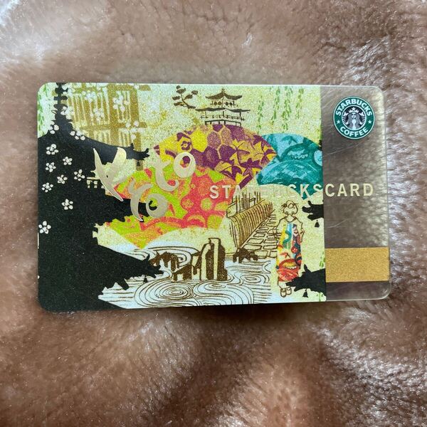 送料無料 スターバックス カード PIN未削り 廃盤 京都 限定 金文字 新ロゴ 旧デザイン 残0 スタバ STARBUCKS CARD コレクション