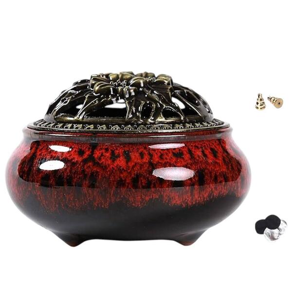 仏壇用香炉 香炉 お香立て セット 陶器 スティック 渦巻き 線香 癒し 新品