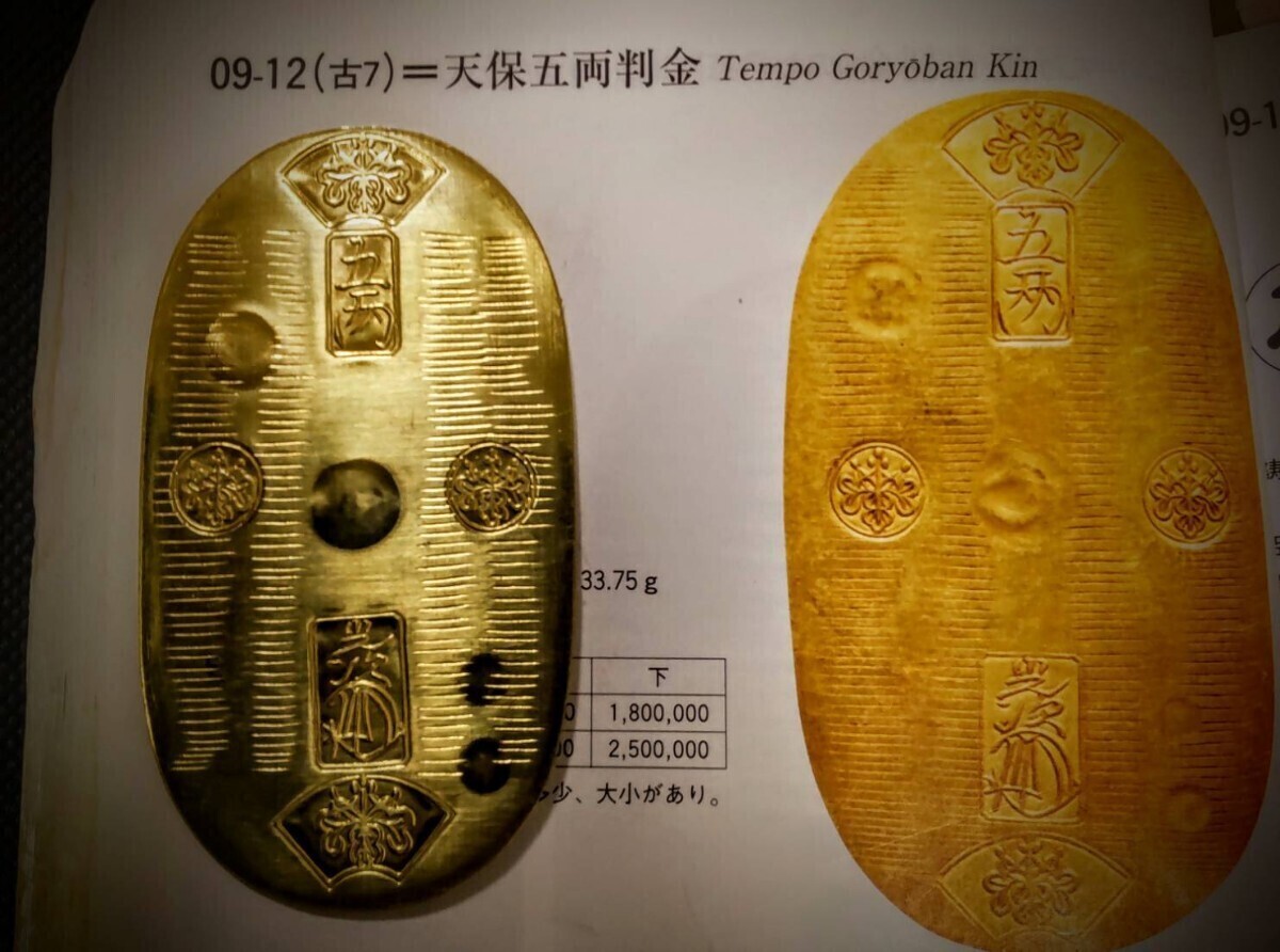 天保五両判金 背：並五 PCGS(AU50)