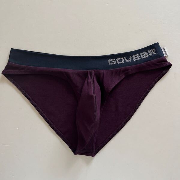gowear V-SHAPE BIKINI/SEED STITCH バーガンディ L 鹿の子 ビキニブリーフ メンズビキニ スーパーローライズ Vシェイプビキニ
