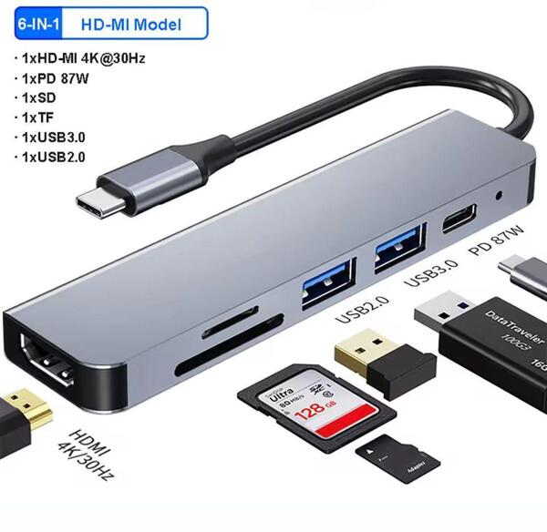 6-in-1 USBハブ HDMI 4K対応