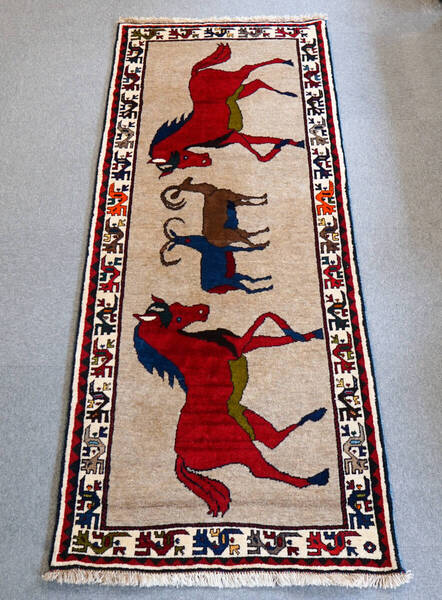 215x86cm 手織り ペルシャ絨毯 オルードカシュカイ族