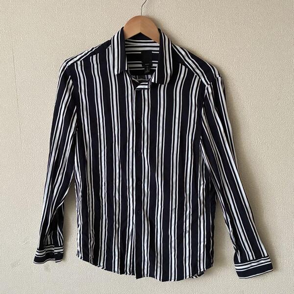H&M メンズ 長袖シャツ クラシックストライプ