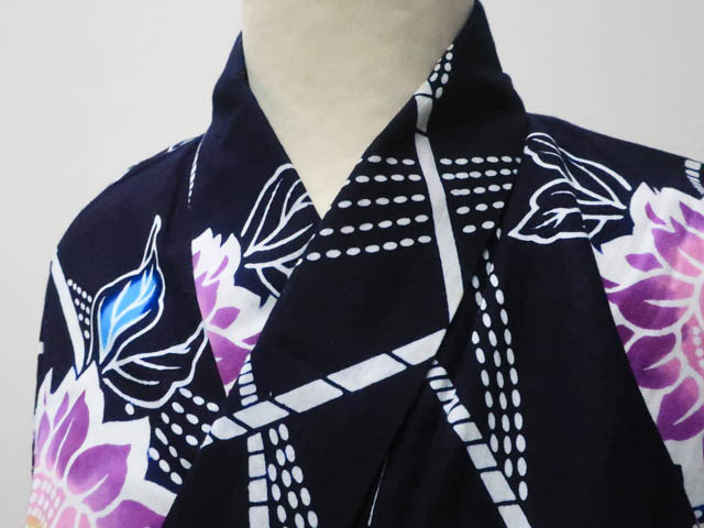 《京都一輝堂》【着物】浴衣　コーマ地　向日葵文　身丈約155cm　裄丈約66cm