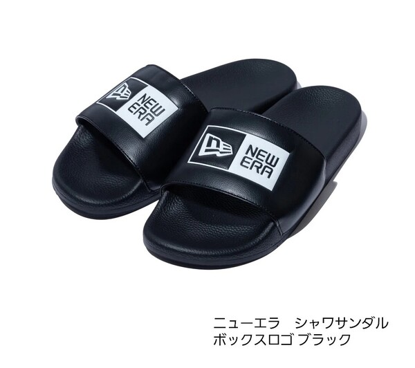 新品未使用 NEW ERA (ニューエラ)シャワーサンダル ボックスロゴ ブラック 10(28cm) スリッパ スライドサンダル 黒